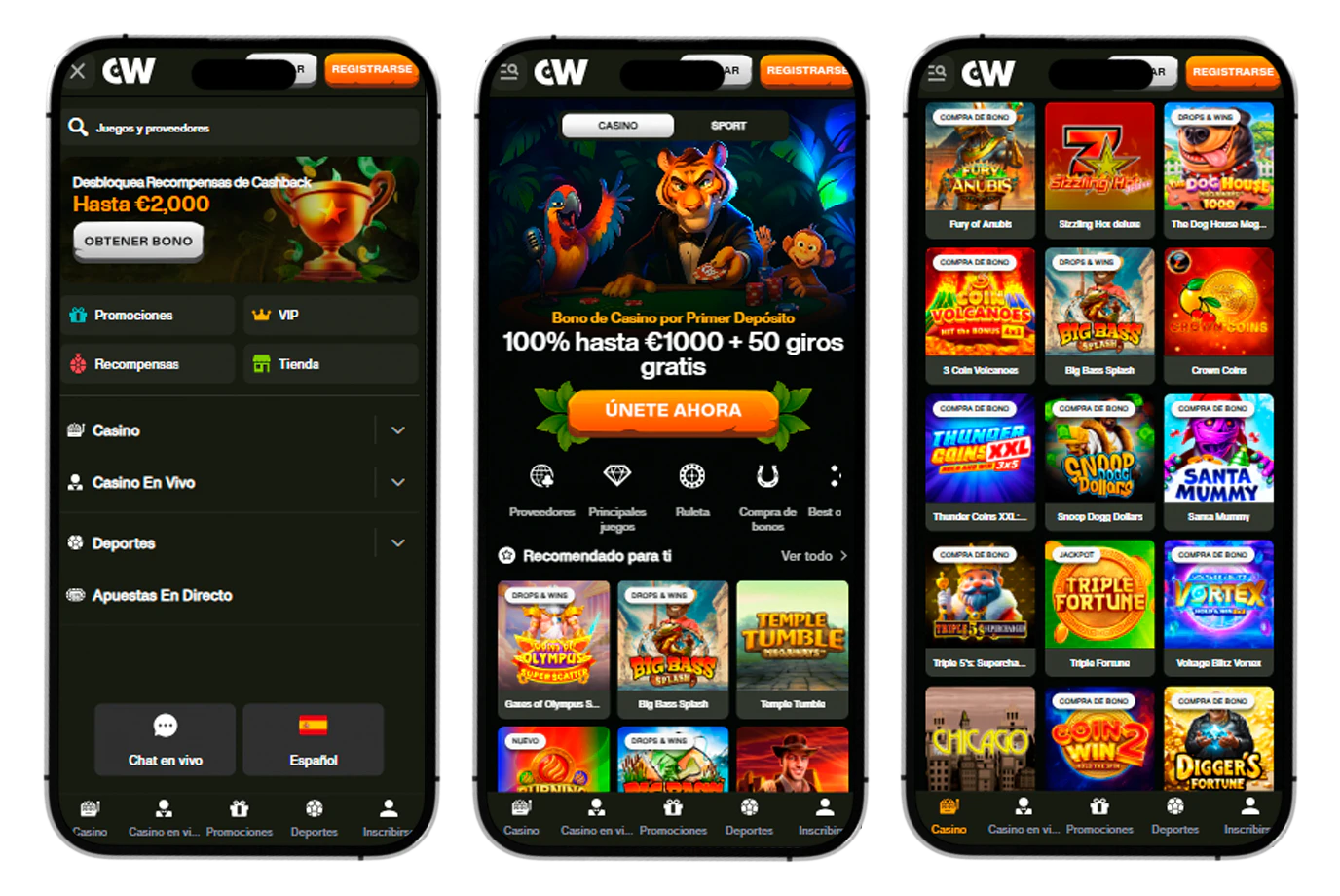 Experiencia de Cashwin Casino adaptada a smartphones y tablets