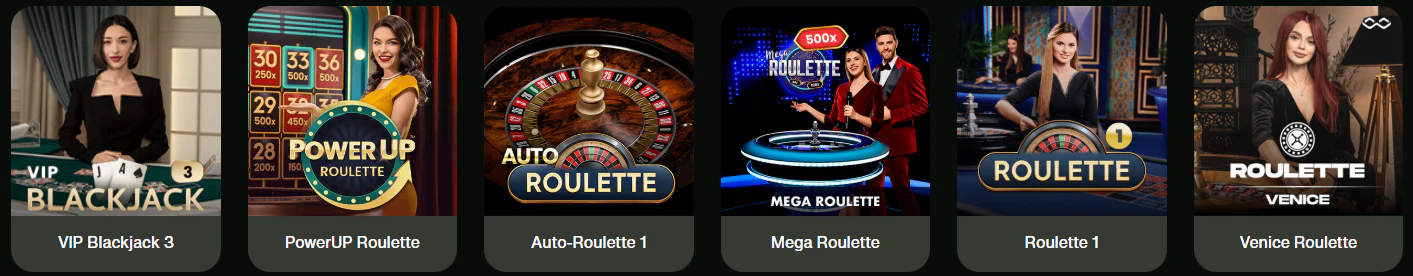 Sección de juegos de casino y mesas con crupier en vivo de Cashwin Casino