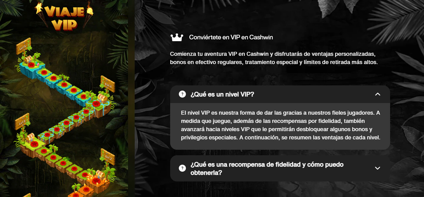 Sistema VIP de Cashwin Casino con recompensas y ventajas para sus miembros